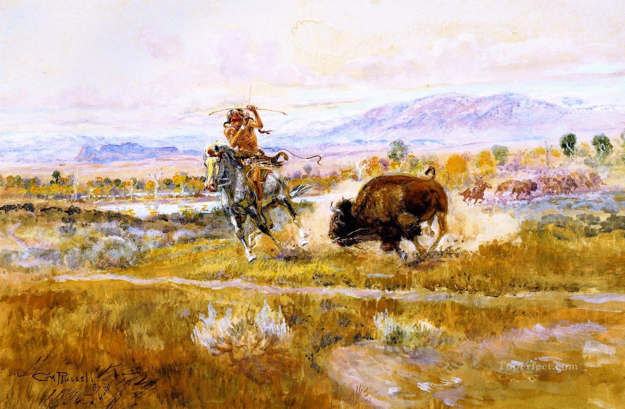Combattre la viande 1925 Charles Marion Russell Amérindiens Peintures à l'huile